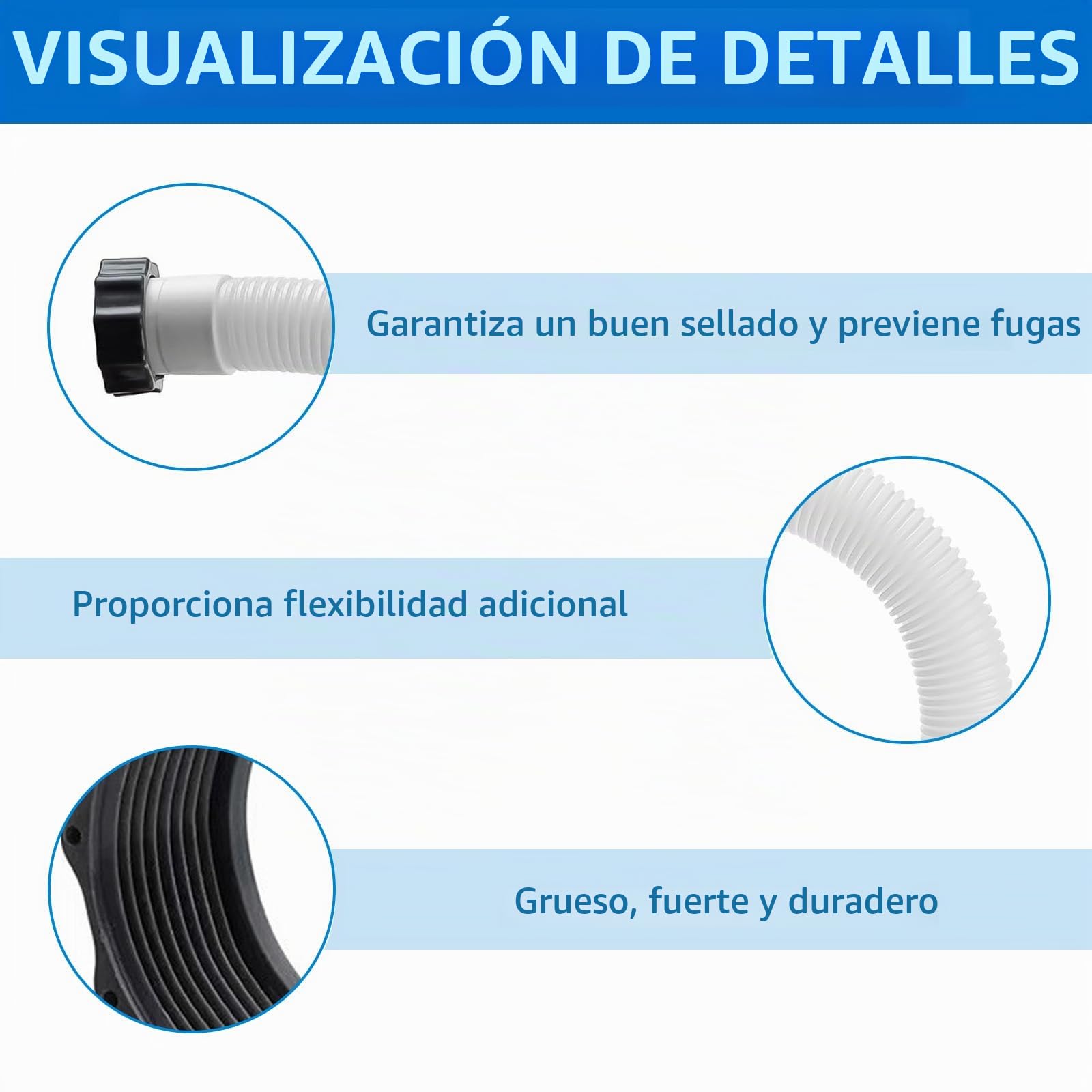Tubo Depuradora Piscina,Manguera de Bomba de Piscina 40cm,Manguera de Repuesto para Piscina,Tubo Piscinas con Tuerca,Manguera Depuradora para Intex,Para Bomba Filtro Arena Y Sistema Sal