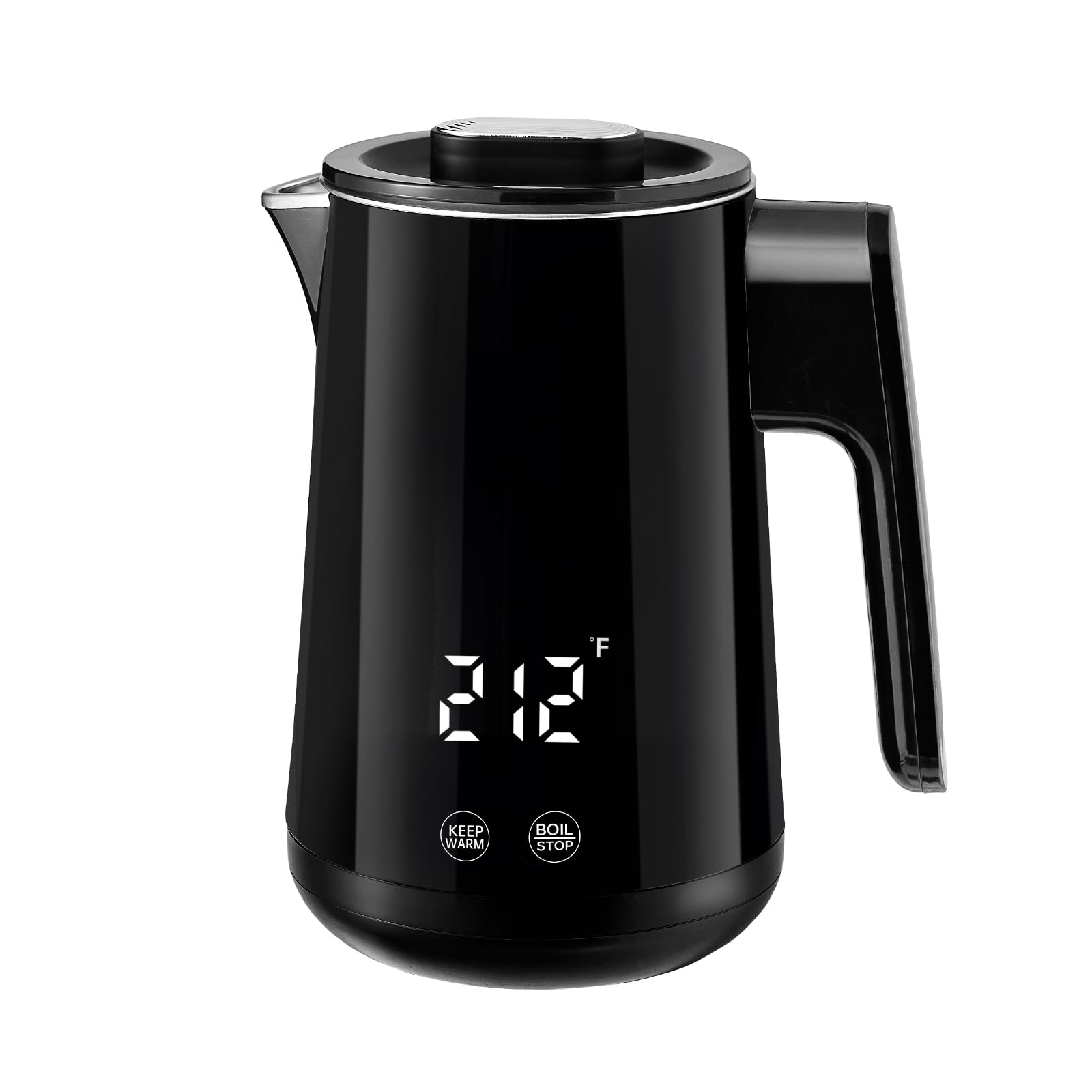 Seehot 850ml Small Electric Kettle Temperature Control,800W Double Wall Electric Tea Kettle of 304 Stainless Steel,5 Temp Presets,Hot Water Kettle Electric,Auto Shut Off for Tea and Coffee-Black