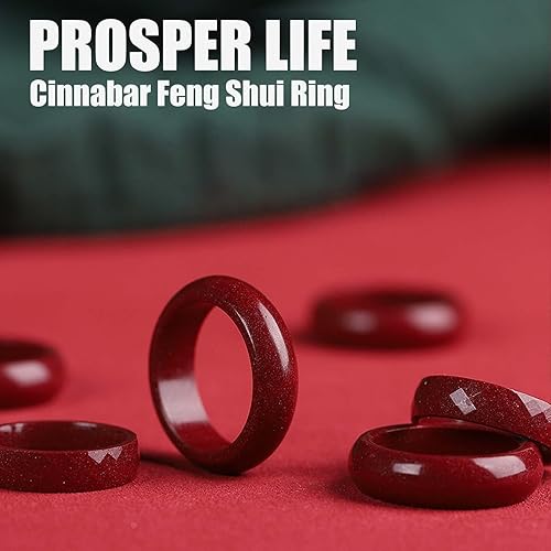 Miniatura 2 de HETICA FengShui - Anillo de cinabrio para atraer riqueza, anillo de cinabrio Feng Shui para hombres y mujeres, riqueza y protección, amuleto de