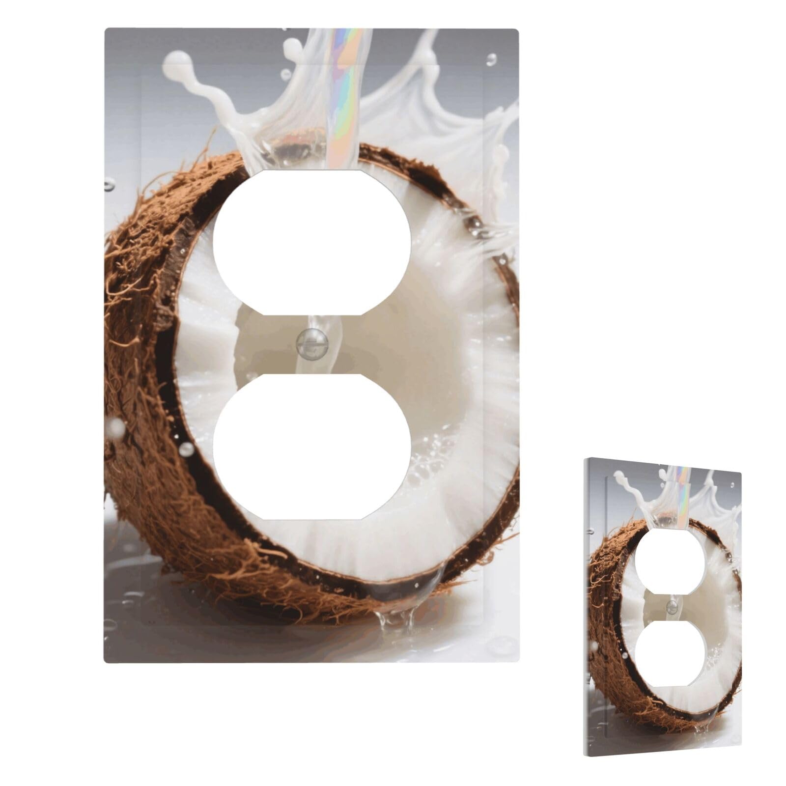 Fekiloot Duplex Coconut Wall Plate Cover Modern Decorative 1 Gang Light Switch Cover Unbreakable Receptacle Outlet Covers For Living Room Bedroom Home Decor