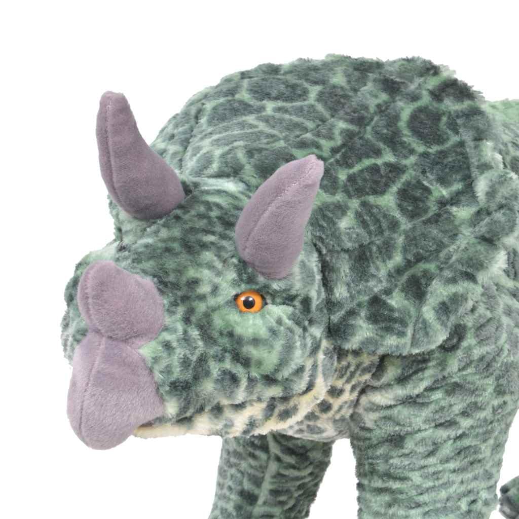 Pluszowe zwierzątko Triceratops stojące, zielone pluszowe zwierzątko ze stalową ramą, XXL 97 x 34 cm, obciążenie do 100 kg, przytulanka, zabawka dla dzieci do pokoju dziecięcego, na sofę i
