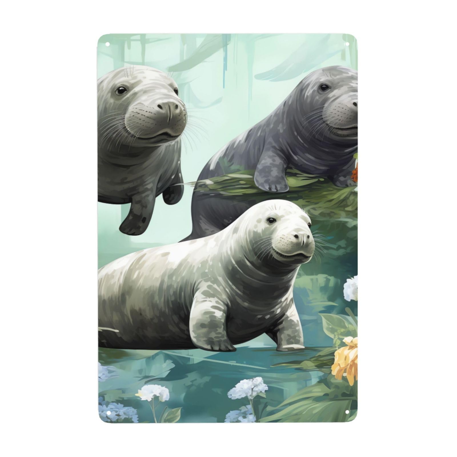 Vintage Metal Tin Signs Retro Garage Signs Stylish Wall Art Plaques for Home Decor Unique Poster 8x12 Inch Rabbits Manatees Metal Sign Outdoor Wall Decorations Gifts