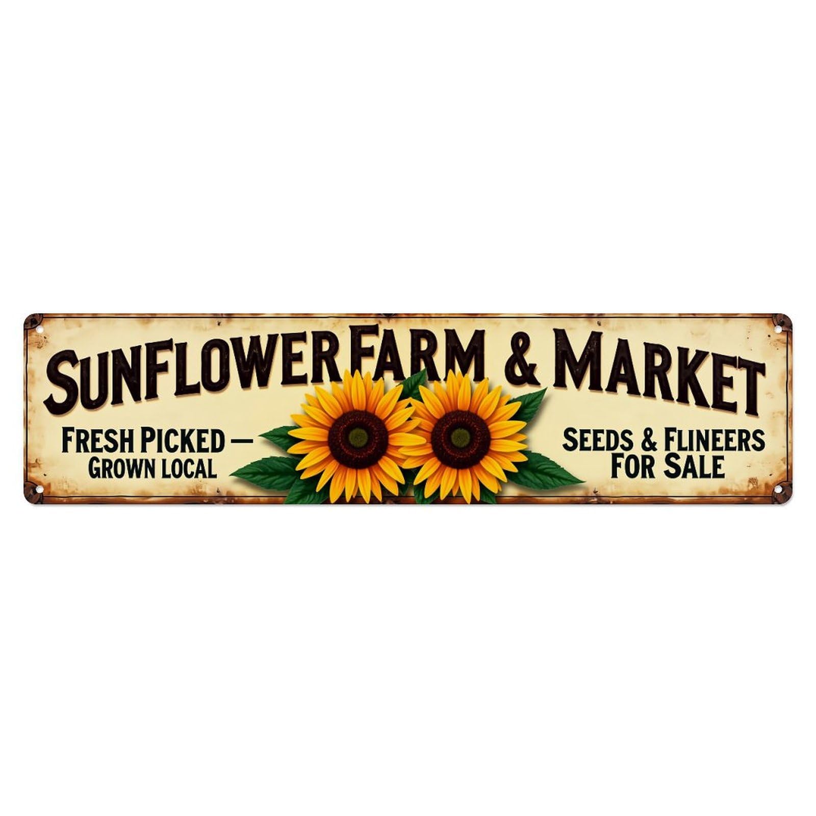 Jdyaojiesheng Vintage Sunflower Farm Market Sign Tin Sign Retro Metal Wall Decor Metal Poster, Home Bar Garage Farmhouse Cafe Wall Art Decoration 4X16inch