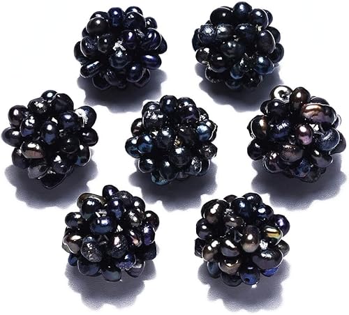 Miniatura 5 de Mega Pet 5Pcs Natural Cultural Freshwater Pearl Beads 12-15mm Handmade Ball Cluster Beads Creamy White Dyed Braided Ball Pearl Pendants for DIY