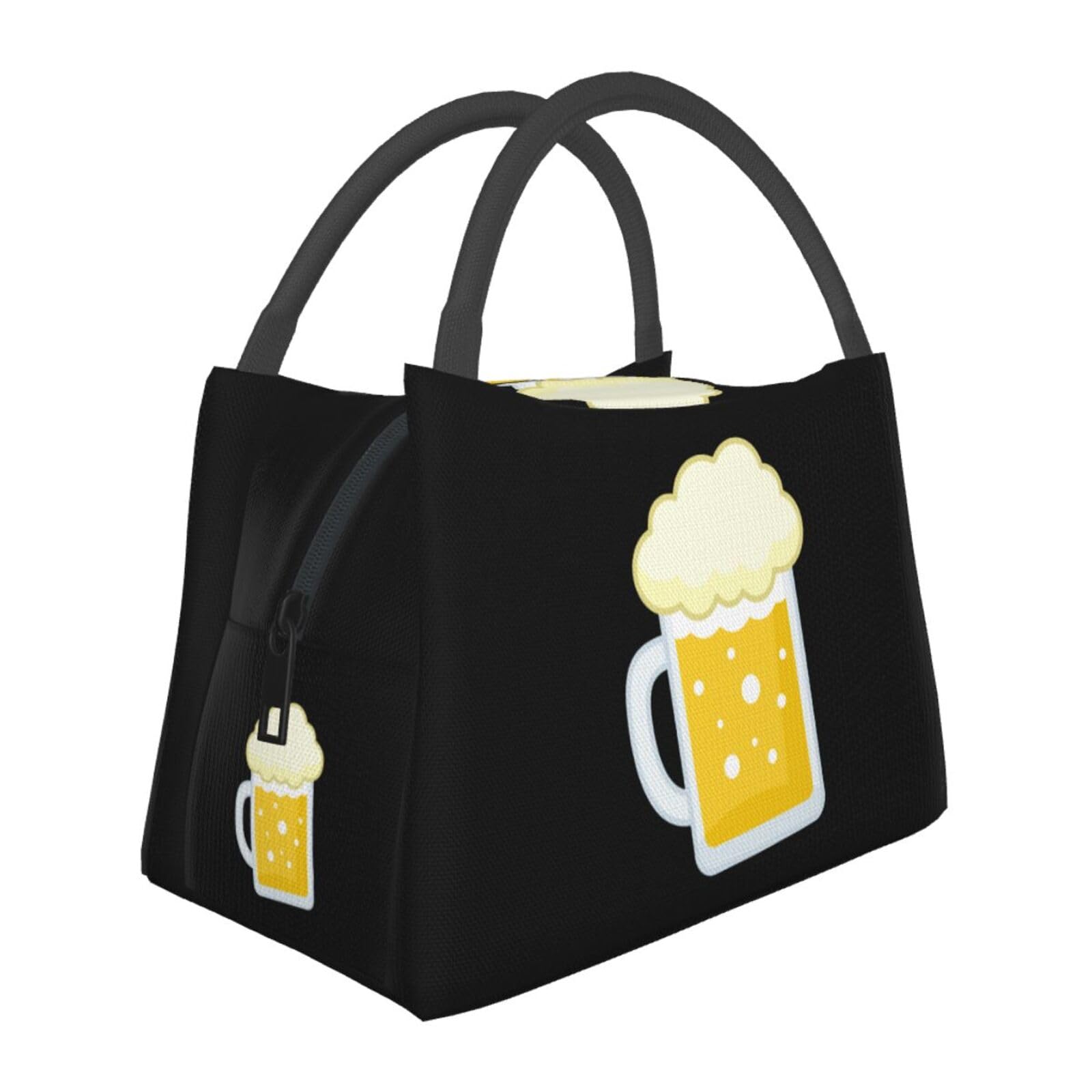 Amazon｜生ビール柄 ジョッキビール柄 保冷 がま口 ランチバッグ 