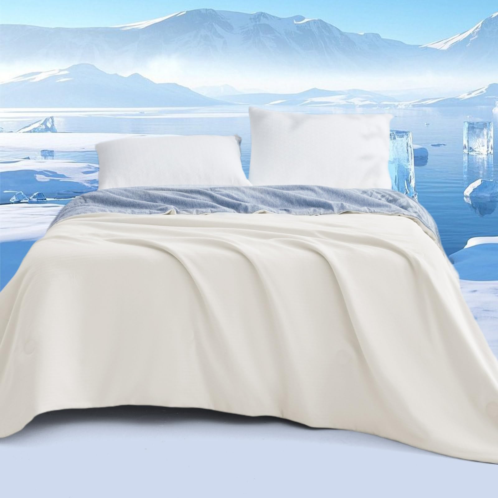 Qucover Trapunta Estiva Letto Matrimoniale 200 x 230 cm, Arc-Chill 3.0 Q-Max>0.5 Trapunta Microfibra Leggera Reversibile, Coperta Rinfrescante Fresco Morbido Traspirante, Grigio Beige