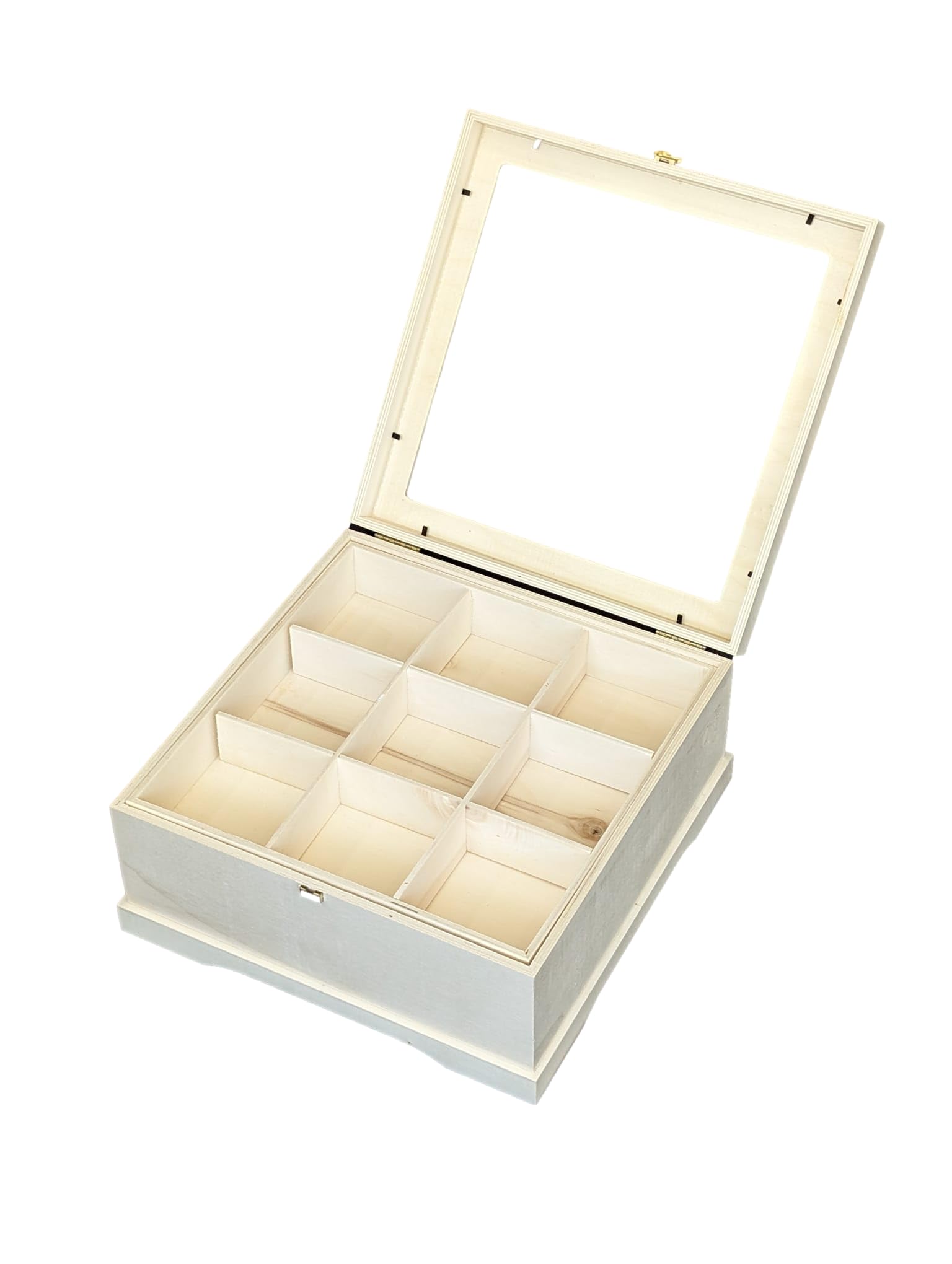Caja Colecciones. Para corbatas, cinturones, minerales, etc.. En madera de chopo natural. Se puede pintar. Medidas: 34 * 34 * 16 cms.