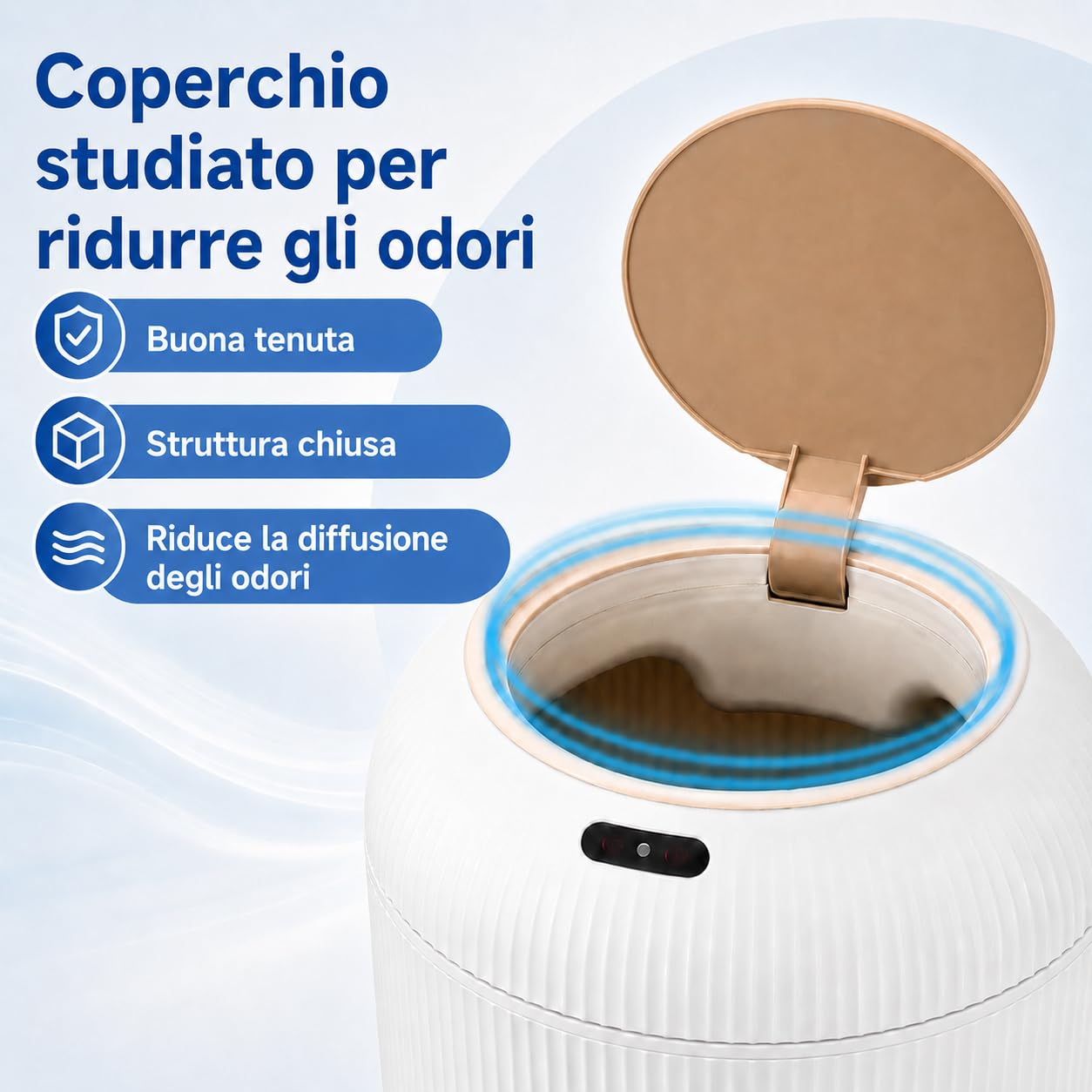 Pattumiera 10L per Bagno e Camera - Automatica con Sensore Intelligente, Design Sottile Bianco, Anti Odore (Batteria 180 Giorni) (10L)