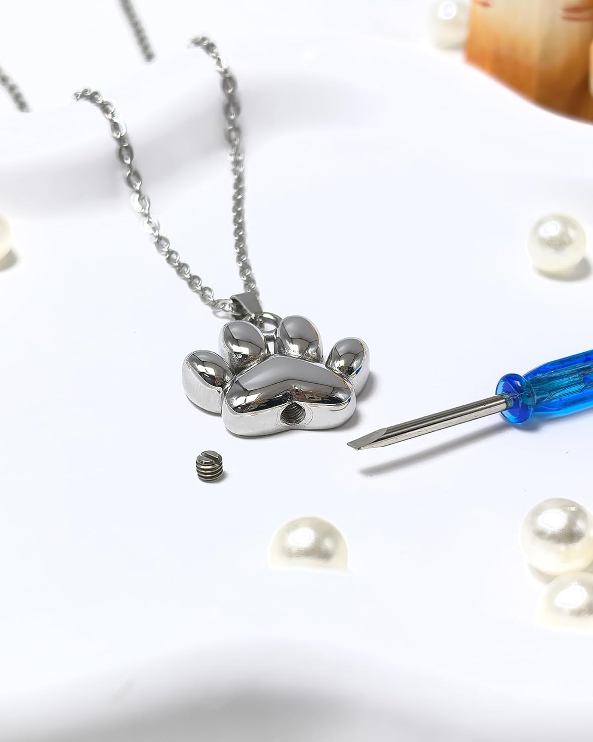 Paw Urn Necklace Cremation Jewelry for Ashes for Dog/Cat Paw Print Pet Urn Pendant Memorial Keepsake Ashes Locket for Women Men - Image 4