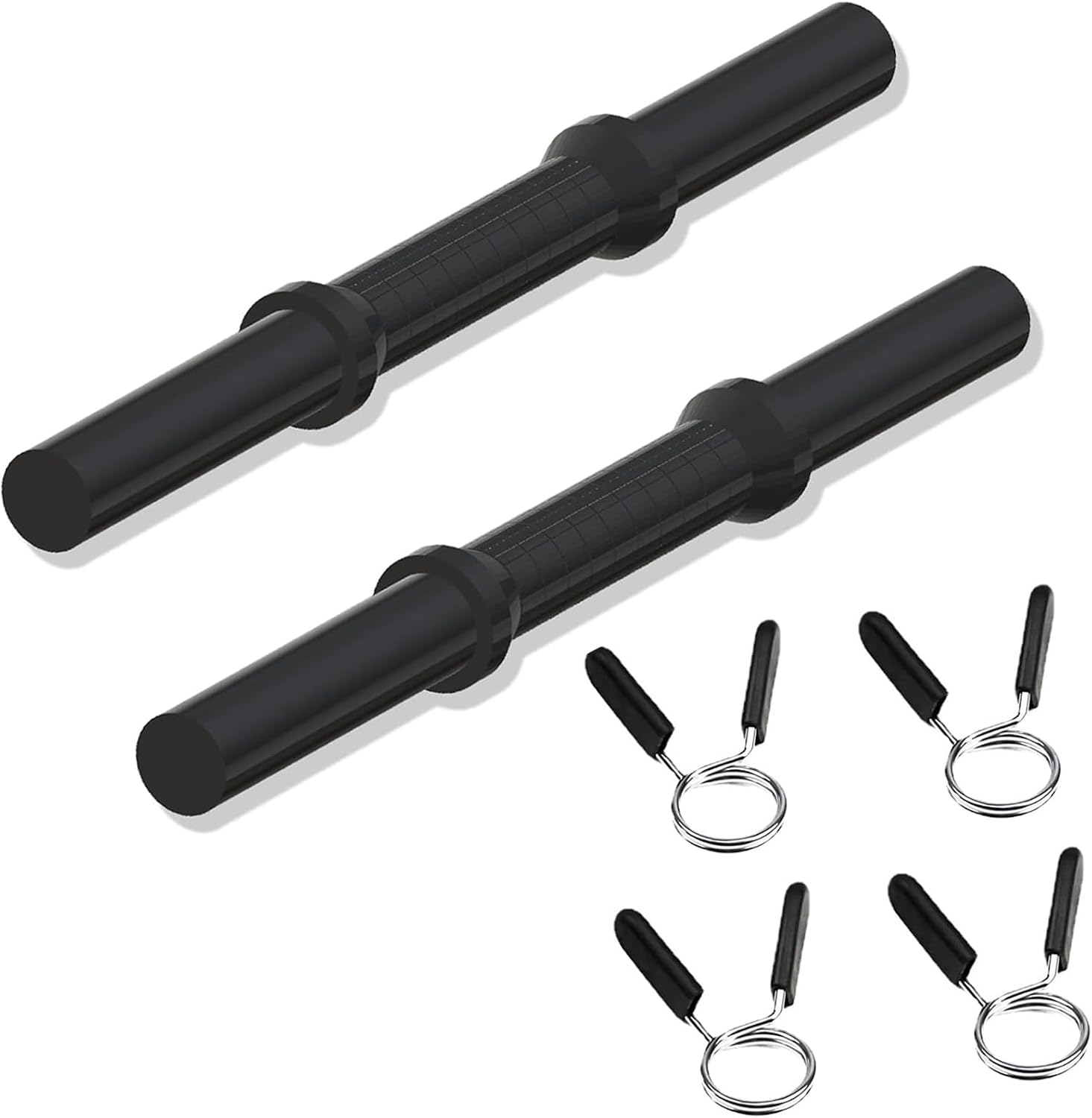 Pair of 14" Dumbbell Handle, Adjustable Dumbbell Bar for 1-inch Olympic Weight Plates Ideal,Dumbbell Bar for Home Gym Strength Training(2 Pair of Spring Collars Included)