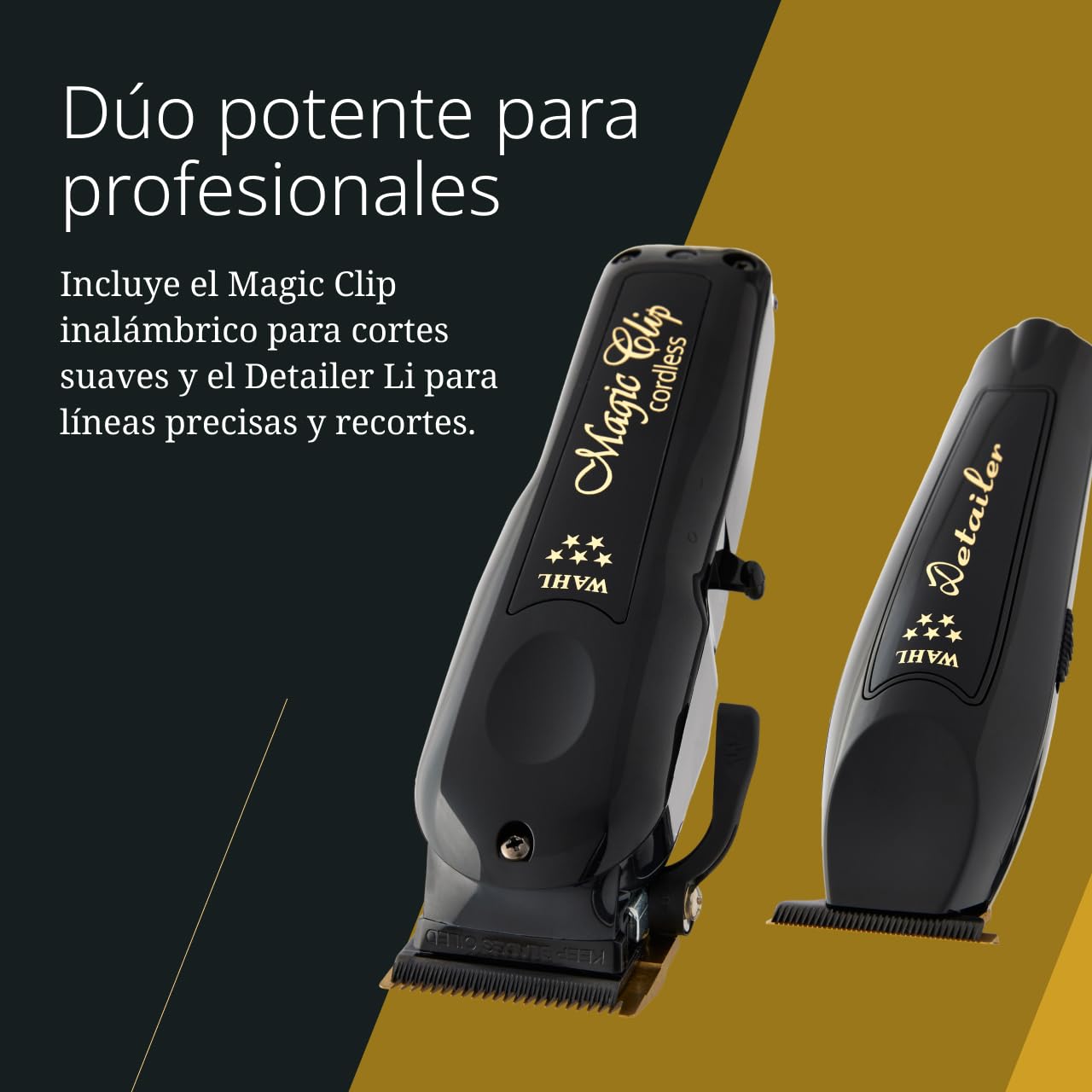 Wahl Cordless Barber Combo - Black Magic Clip & Detailer Li, Cuchillas de Titanio, 100 Minutos de Autonomía