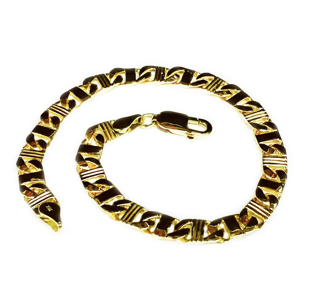 18k Yellow Gold Mens Handmade Fashion Mariner Chain Bracelet 8.5" 6MM 18 grams