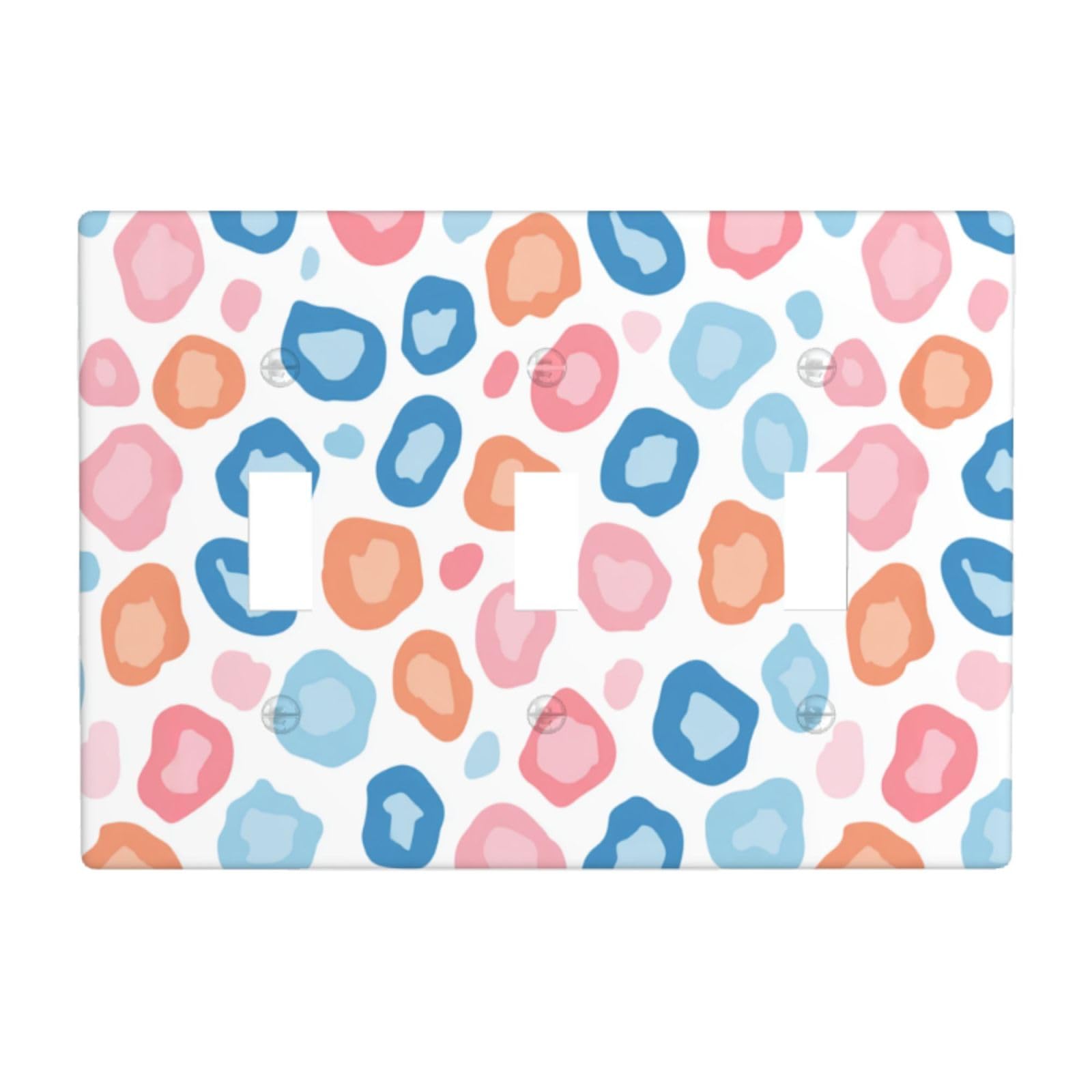 Leopard Spots of Pink Orange and Blue Light Switch Covers 3 Gang Triple Toggle Wall Plate Switchplate Electrical Faceplate for Bathroom Kitchen Bedroom Decor