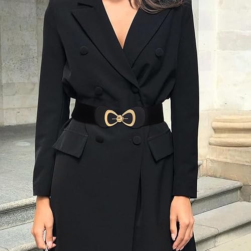 Miniatura 4 de Wriidy Cinturón elástico de lazo negro Mujeres Stretch Wasit Cinturones para vestido