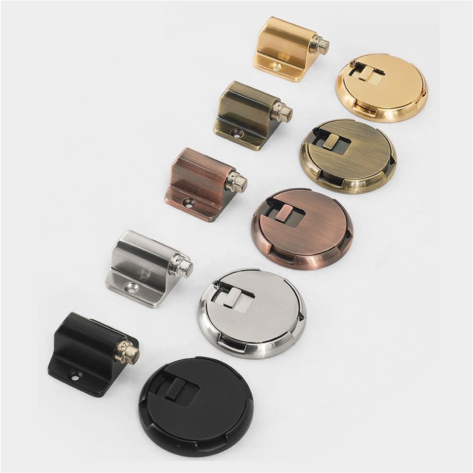 Tope de puerta mecánico aleación Zinc, soportes, suelo, herrajes for puertas muebles, 4 Uds para Puertas de Madera(Silver)