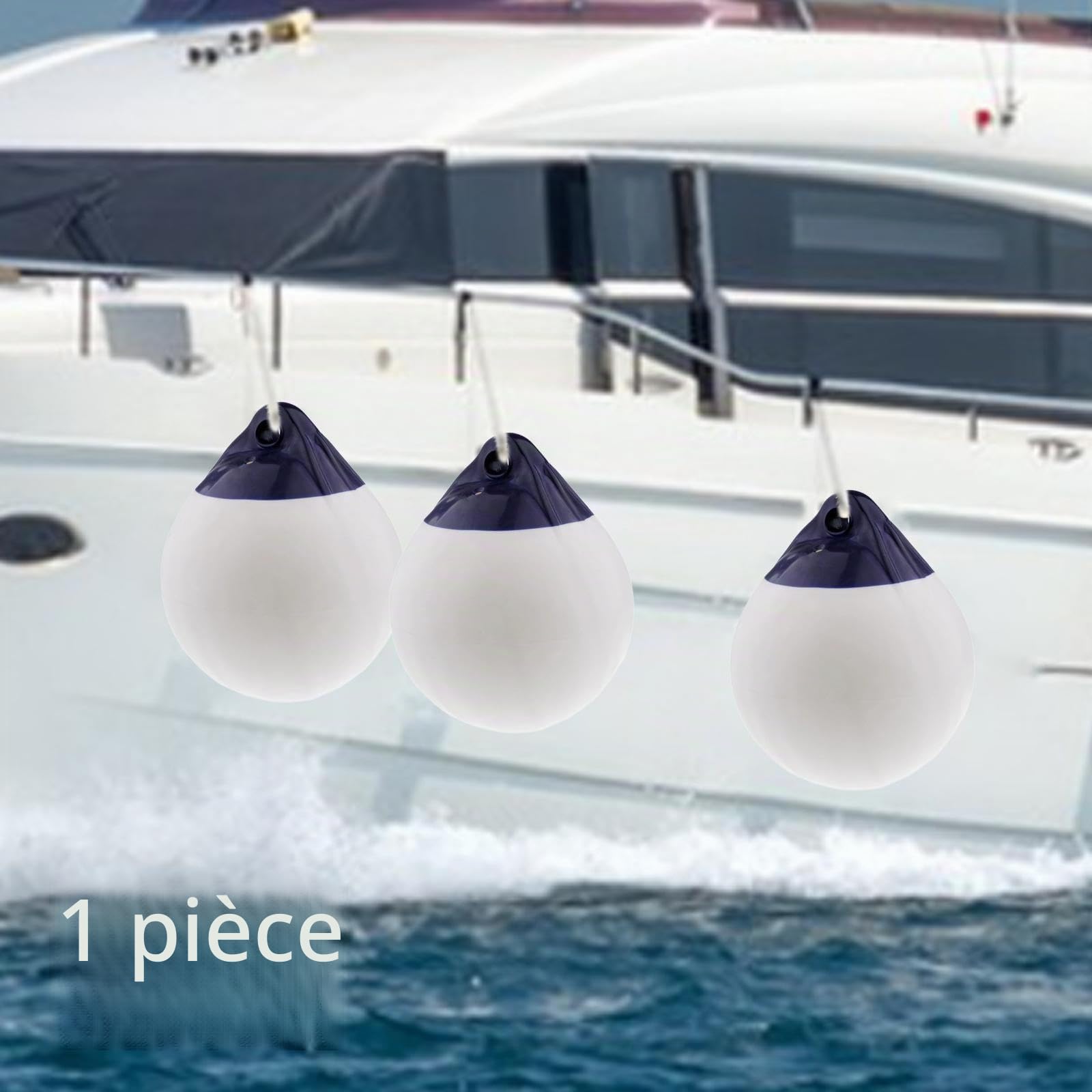 Milageto Bouée de défense Ronde pour Bateau, Boule de 30 x 35 cm, Accessoire avec œillet, multifonctionnelle pour lac, Anti-Rayures, en PVC