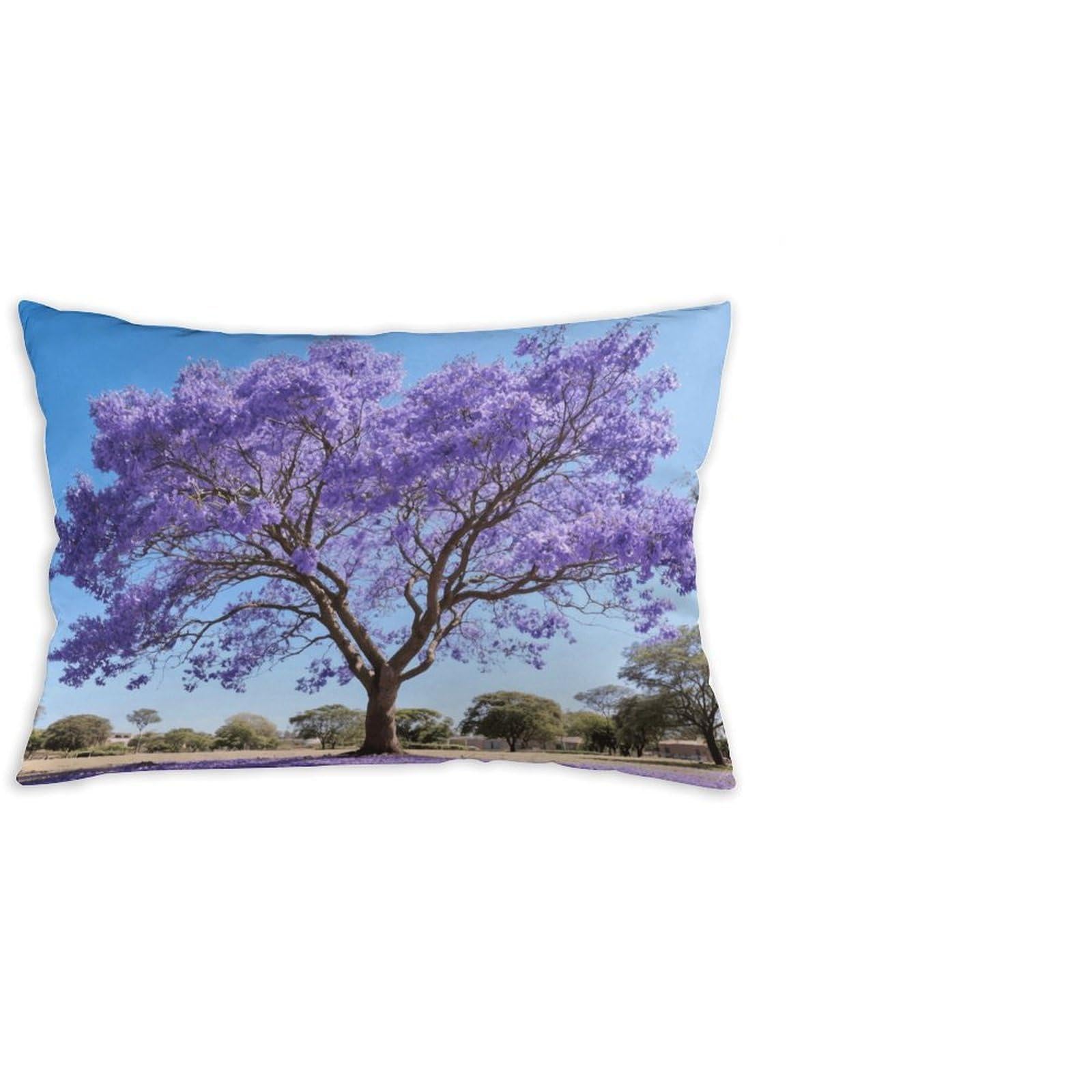 FodPand Decorative Throw Pillow Covers 12x20 Short Plush Jacaranda Body Pillowcase Cushion Cases with Invisible Zipper Rectangle Lumbar Pillow Shells for Sofa Couch Chair Bed Home Decor