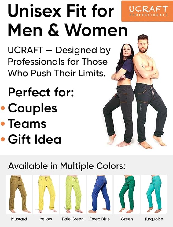 Rock Climbing Pants for Men & Women, Lightweight Stretch, Durable & Breathable, Precision Fit for Climbing, Hiking, Training