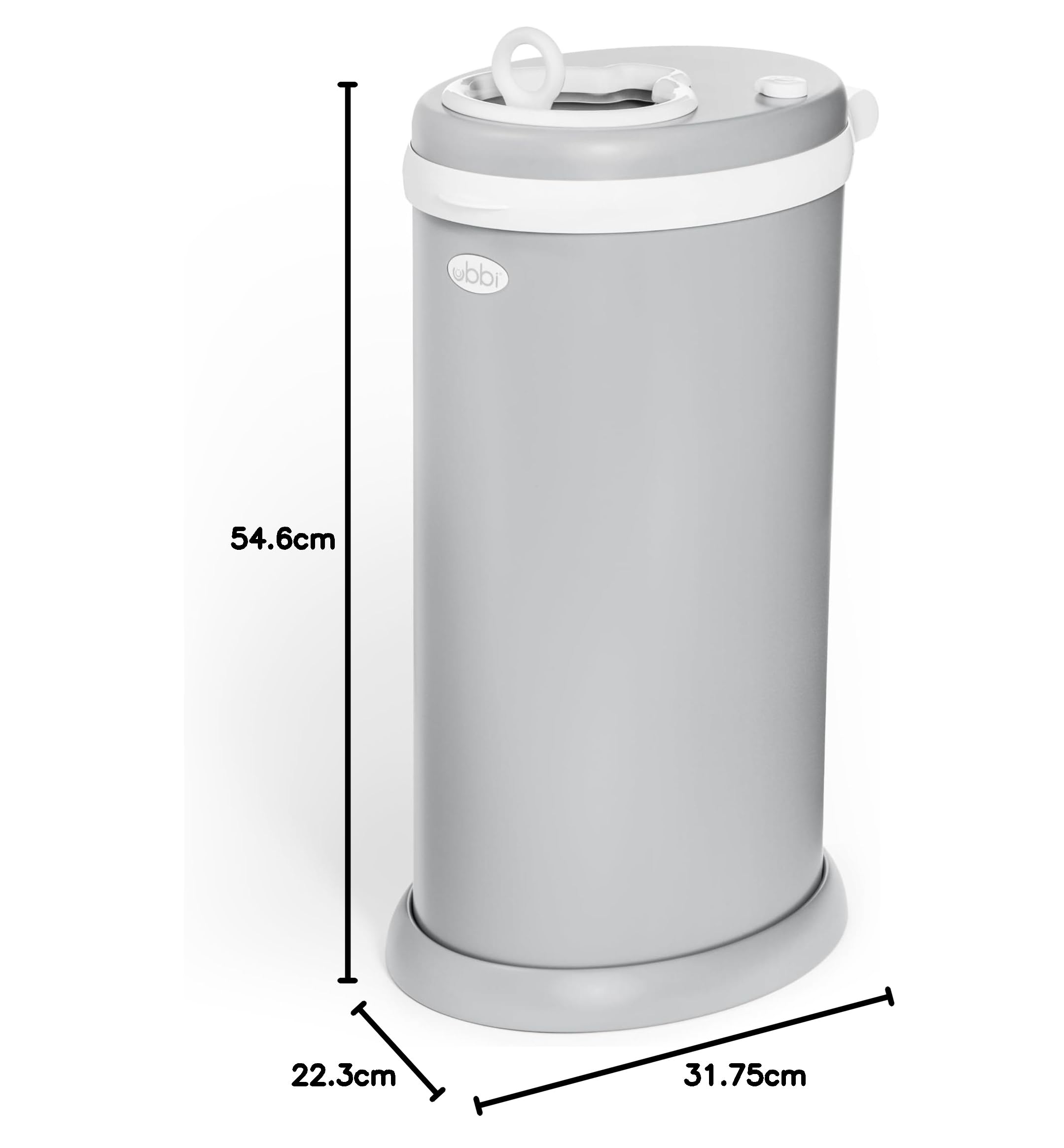 Ubbi Secchio per pannolini in acciaio inox, con chiusura anti-odore, non richiede sacchetto speciale, premiato, indispensabile per il registro, grigio opaco