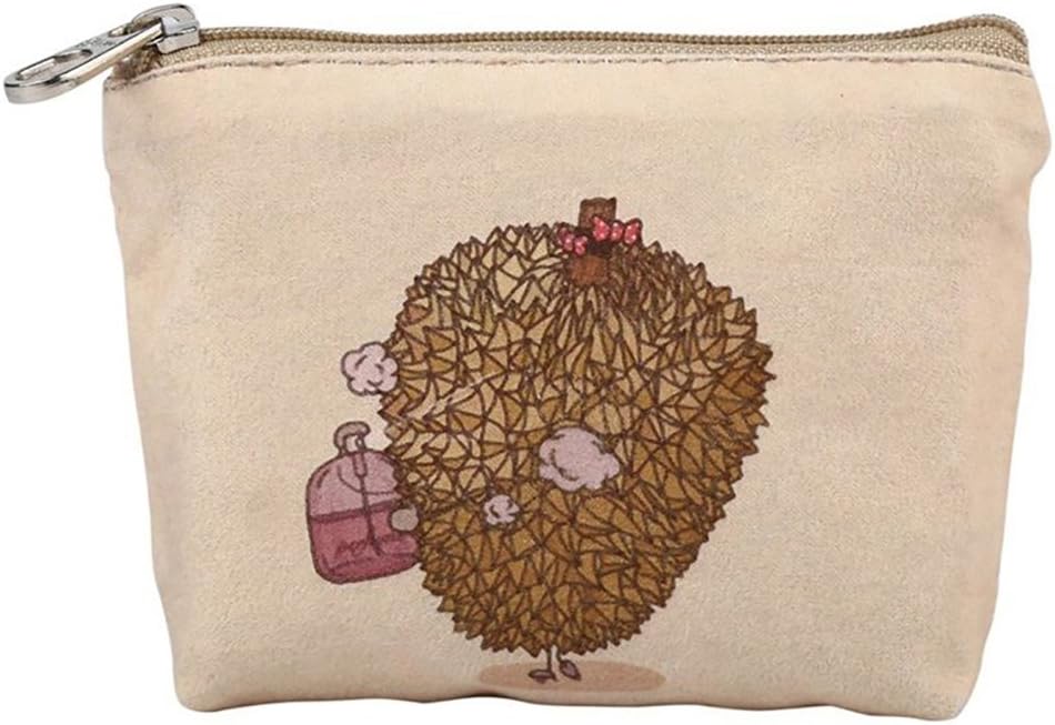 Women Girl Small Zipper Canvas Coin Key Cash Holder Purse Wallet Case Bag Gift (Durian)