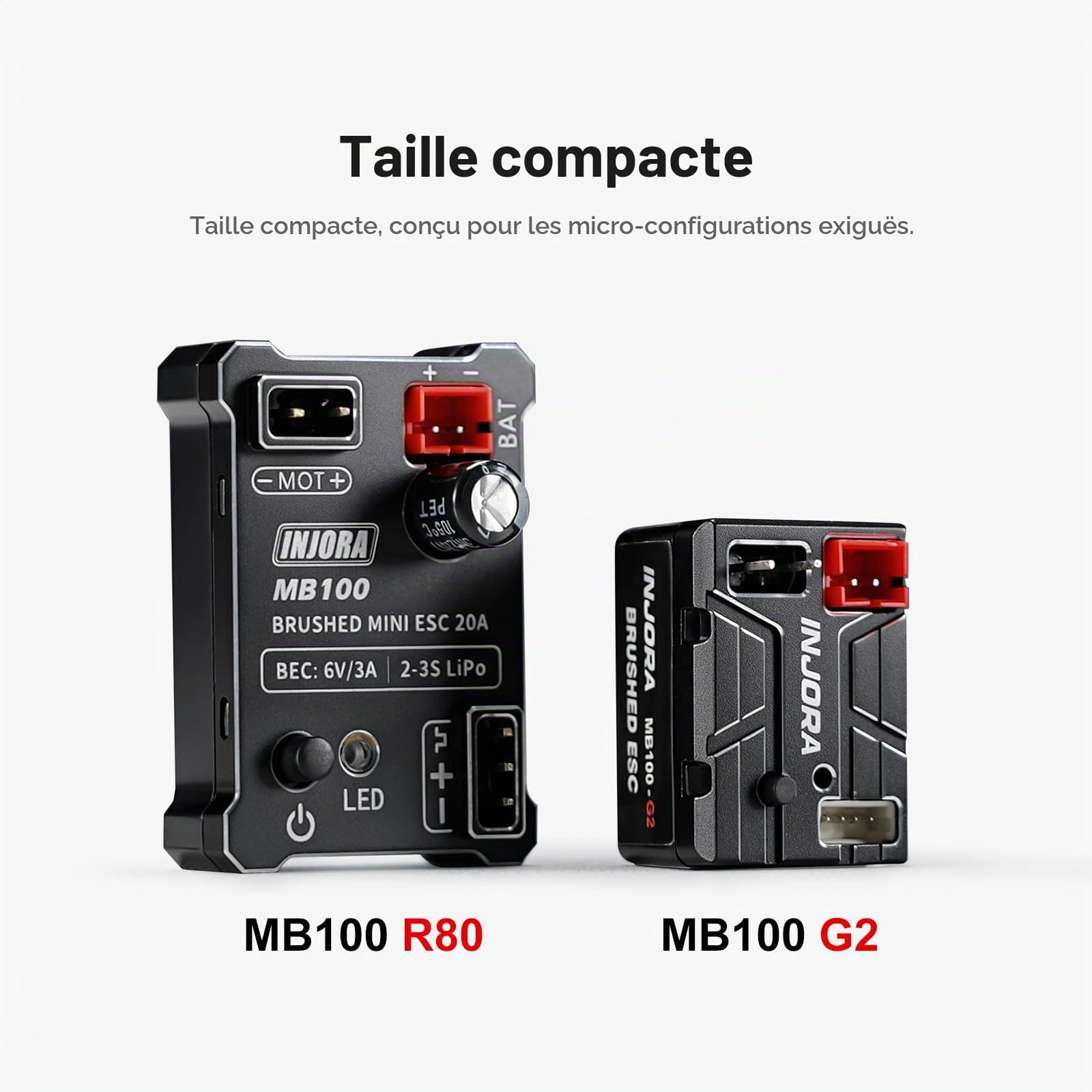 INJORA MB100 G2 Contrôleur ESC Etanche à Balais 40A pour TRX4M SCX24,V3