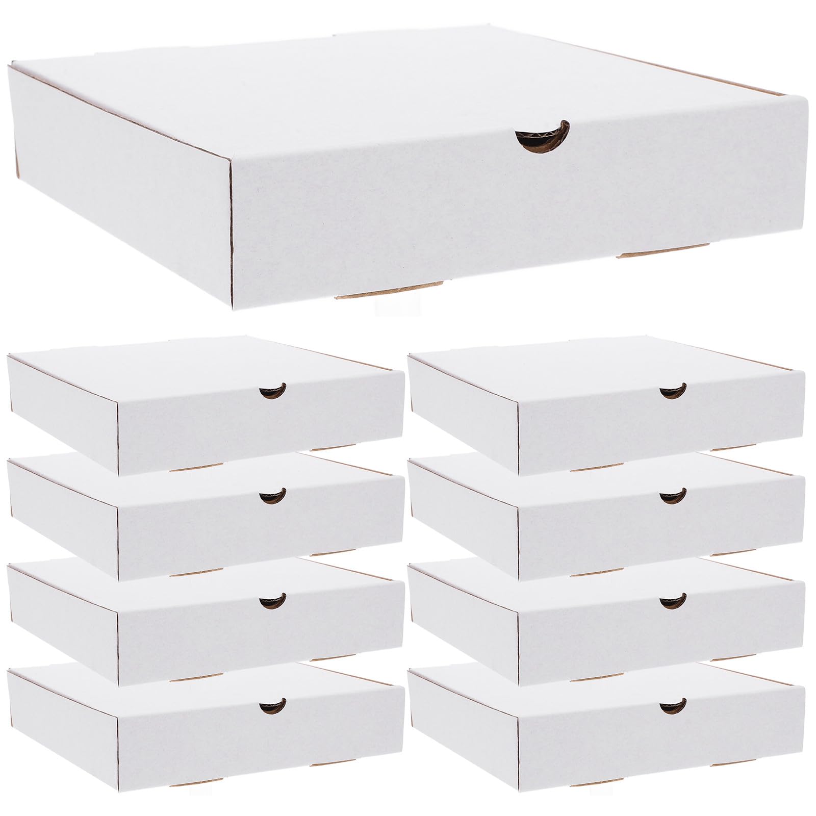 ABOOFAN Caja de Pizza de Cartón Kraft Blanco Reutilizable, Paquete de 30 Unidades para Envío y Almacenamiento de Pizza Pequeña y Alimentos Frescos