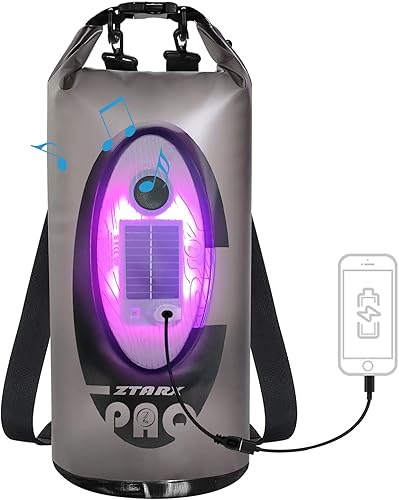 Bolsa seca impermeable con altavoz Bluetooth solar y luz  10L20L Roll Top Dry Sack mantiene el equipo seco para hombres y mujeres, kayak, playa,