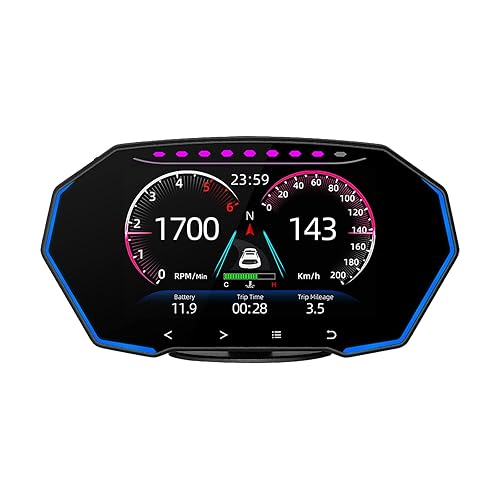 BY-J Pantalla frontal para automóviles, indicador OBD2, velocidad de rotación, temperatura del agua, voltaje, conducción de fatiga, resolución de