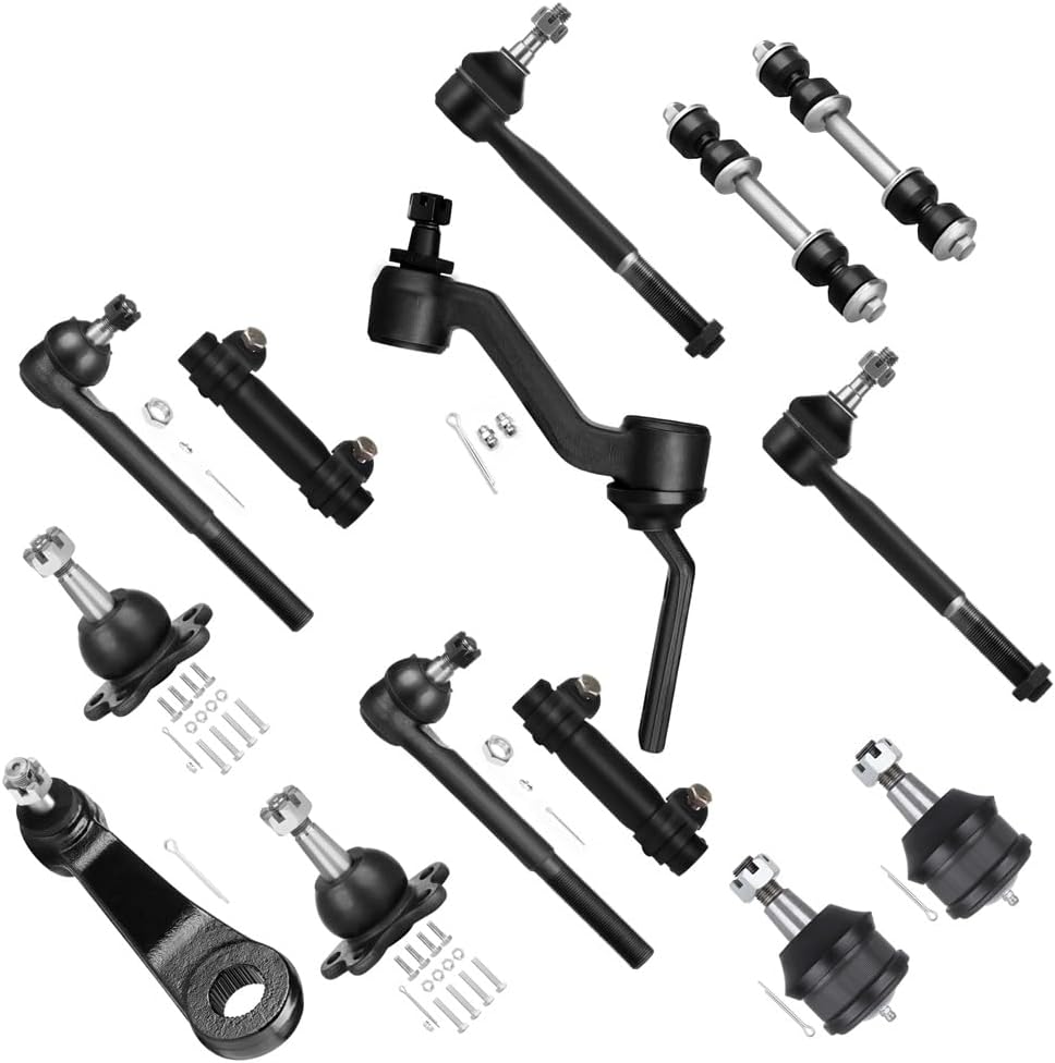 SCITOO 14pcs Front Suspension Kit Inner Outer Tie Rod End Adjusting Sleeve Sway Bar Link Ball Joints Idler Arm Pitman Arm Fit 1988-1991 For Chevy C1500 C2500 For GMC C1500 C2500