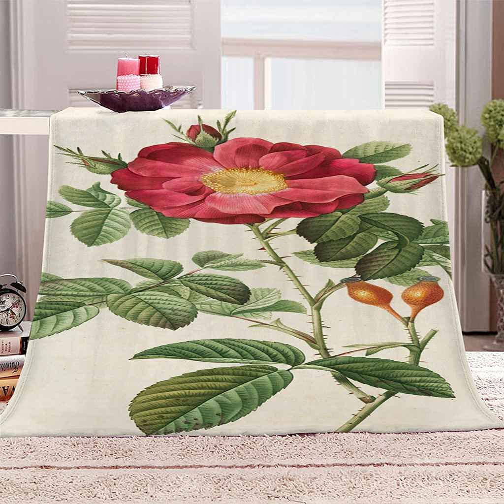 Couverture lit flanelle fleurs rouges pour soulager les soirées fraîches