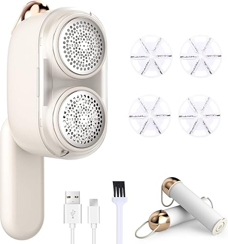 TESSGO - Afeitadora de tela y removedor de pelusas 11 piezas recargable con removedor de pelusa de doble cabeza para ropa suéter sofá sábanas de