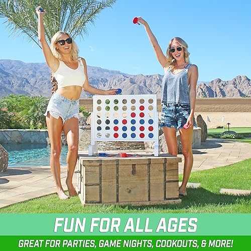 Image of GoSports 2 foot Width Giant 4 in a Row Game with Carrying Case, Made from Wood