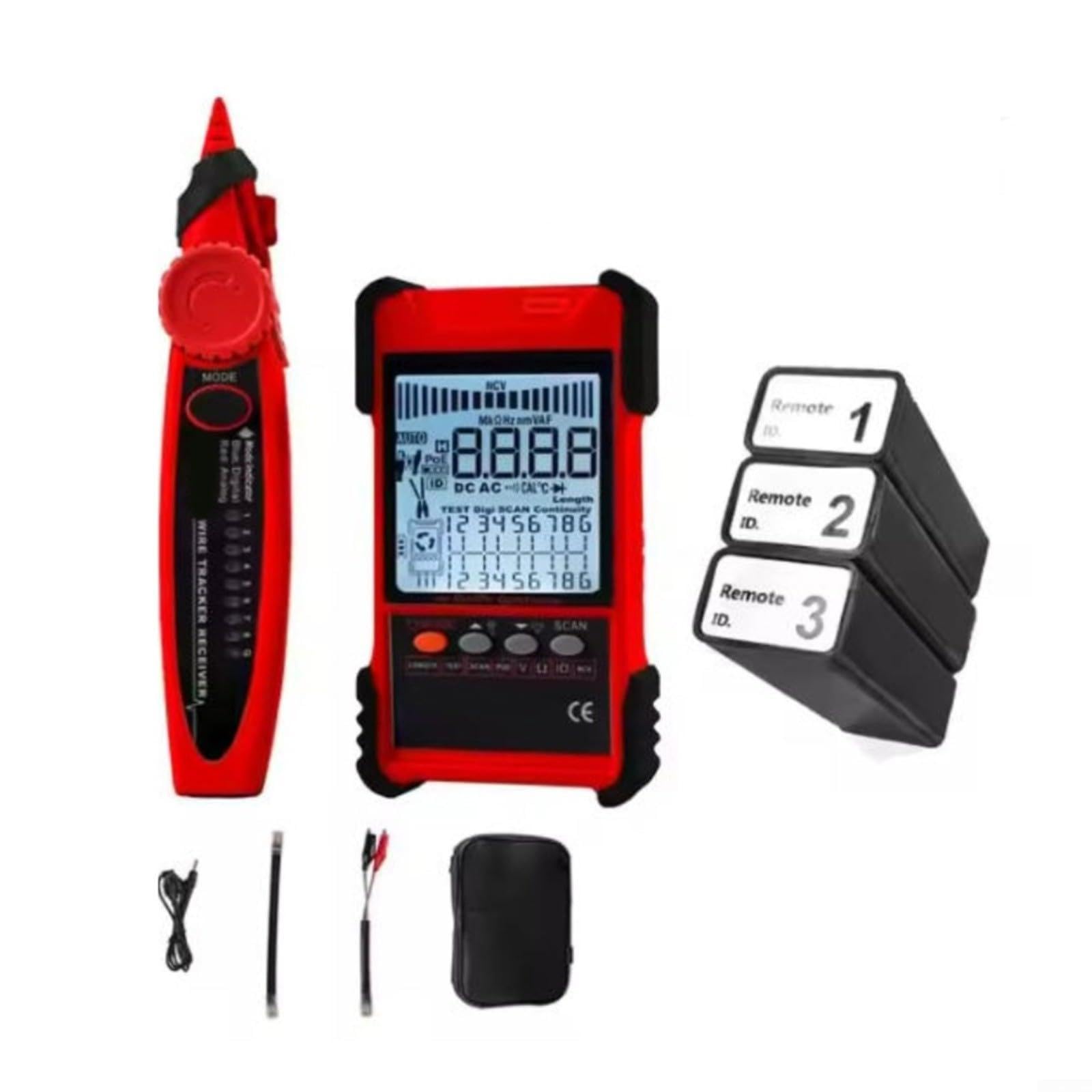 Tester per cavi di rete ET618 con multimetro, test PoE, misurazione della lunghezza fino a 600 m, traccia digitale per LAN/telefono/BNC (ET616 3ID)