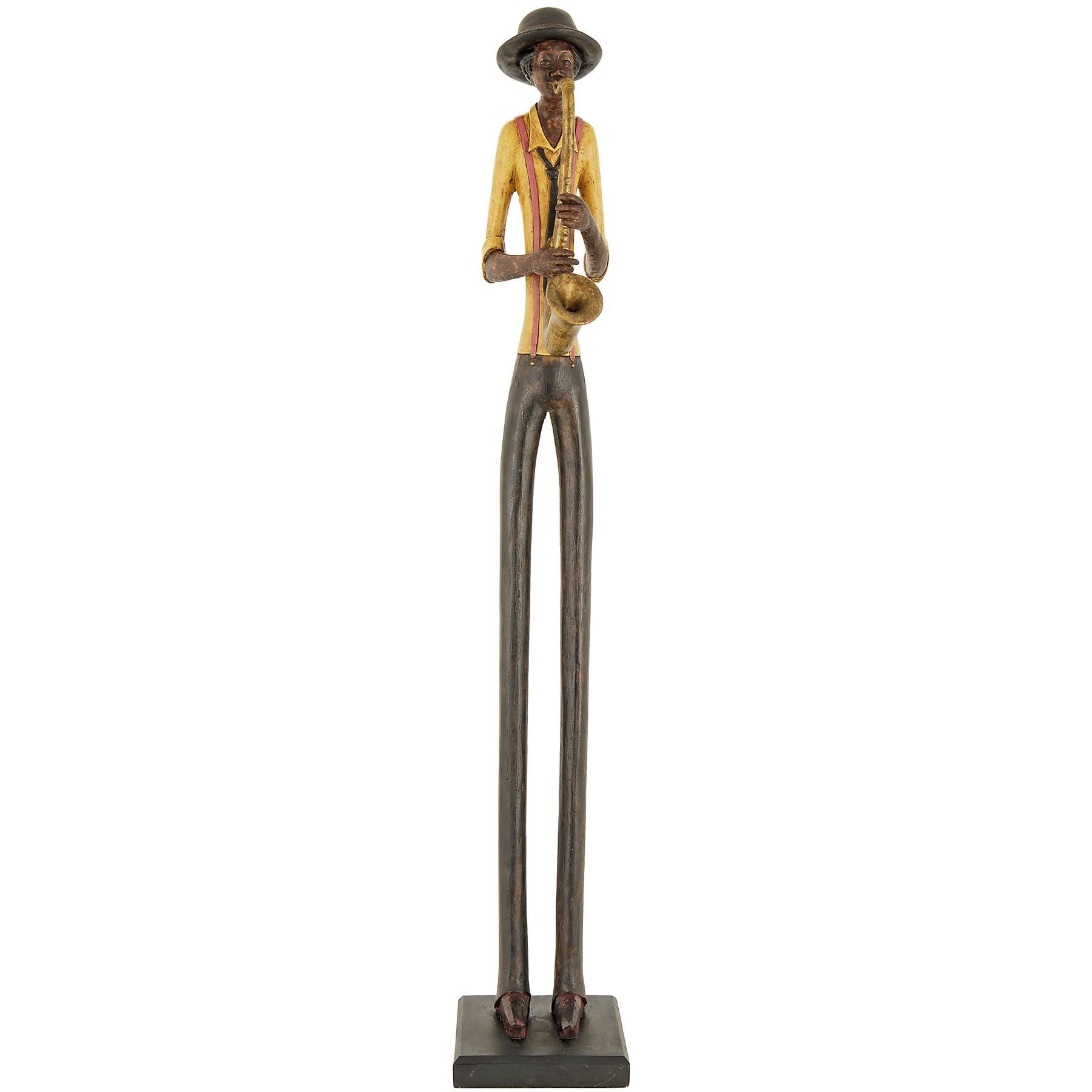 Lih Yellow,Brown Resin Standing Jazz Band Saxophonist Brown Yellow Figurine Ornament 60Cm