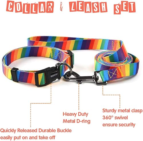 Miniatura 4 de QQPETS - Collar y correa para perro, ajustable y suave, con hebilla de liberación rápida más correa única de 1.5 metros para cachorros, perros