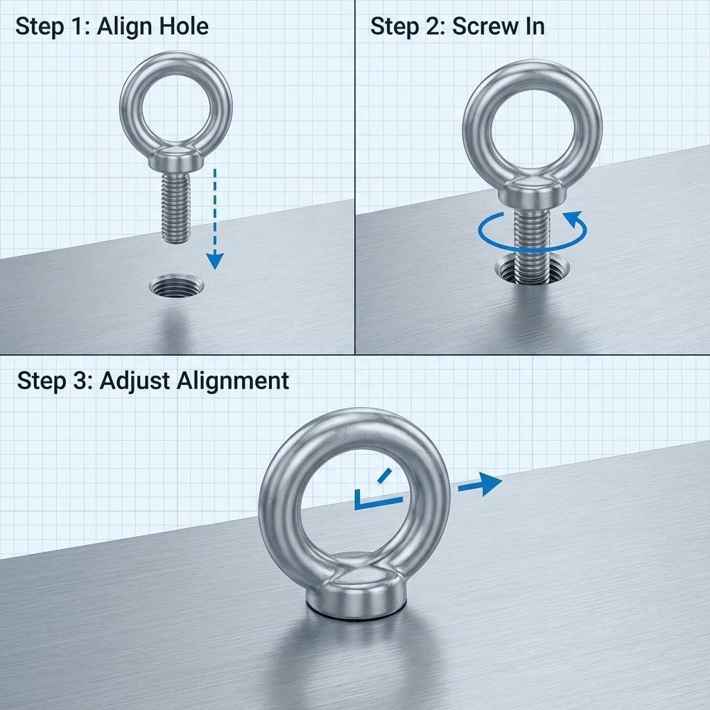 QWORK 3/8"-16 x 1 Machinery Eye Bolts – 20 Pack 316 Stainless Steel Threaded Rings for Mounting, Securing & Rigging
