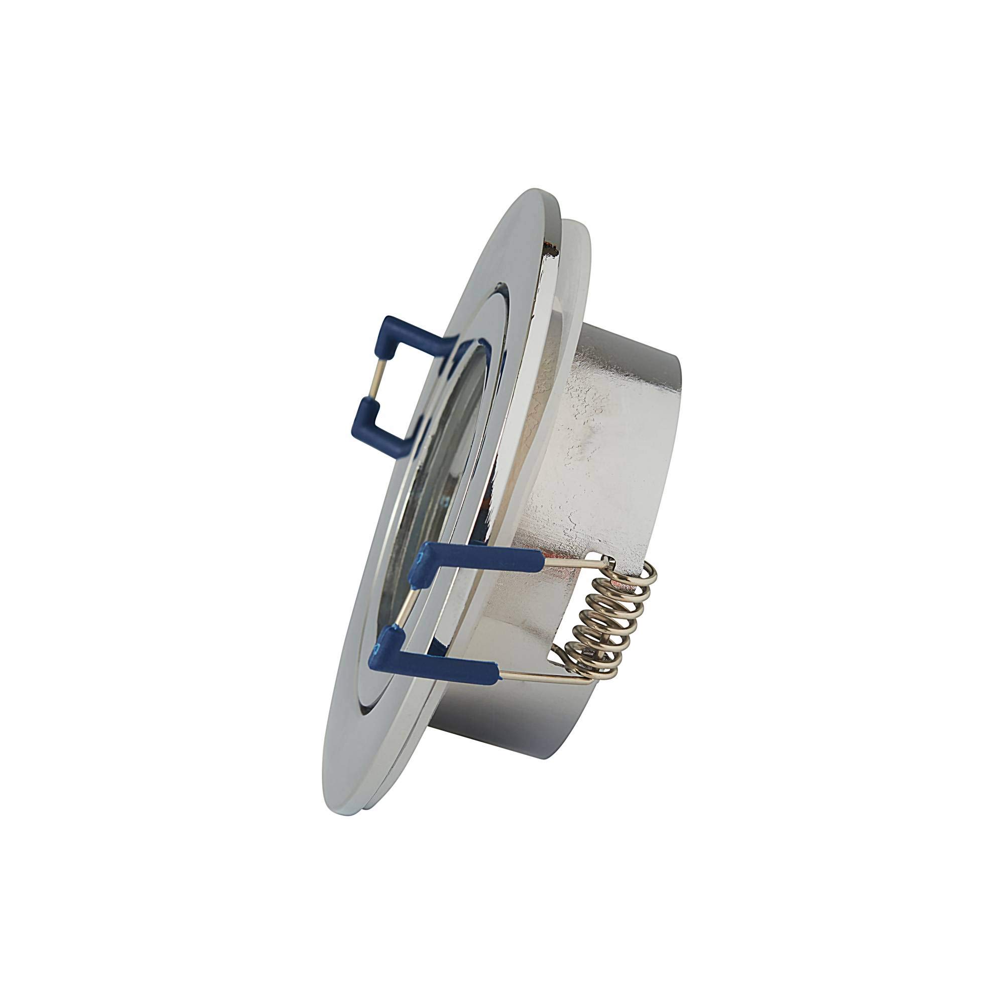 Juego de 10 focos LED empotrables redondos, cromados, 5 W, luz blanca fría, IP44, 12 V, MR16, empotrables para el baño y el exterior como lámpara de techo, 60 mm de orificio para el techo o la ducha