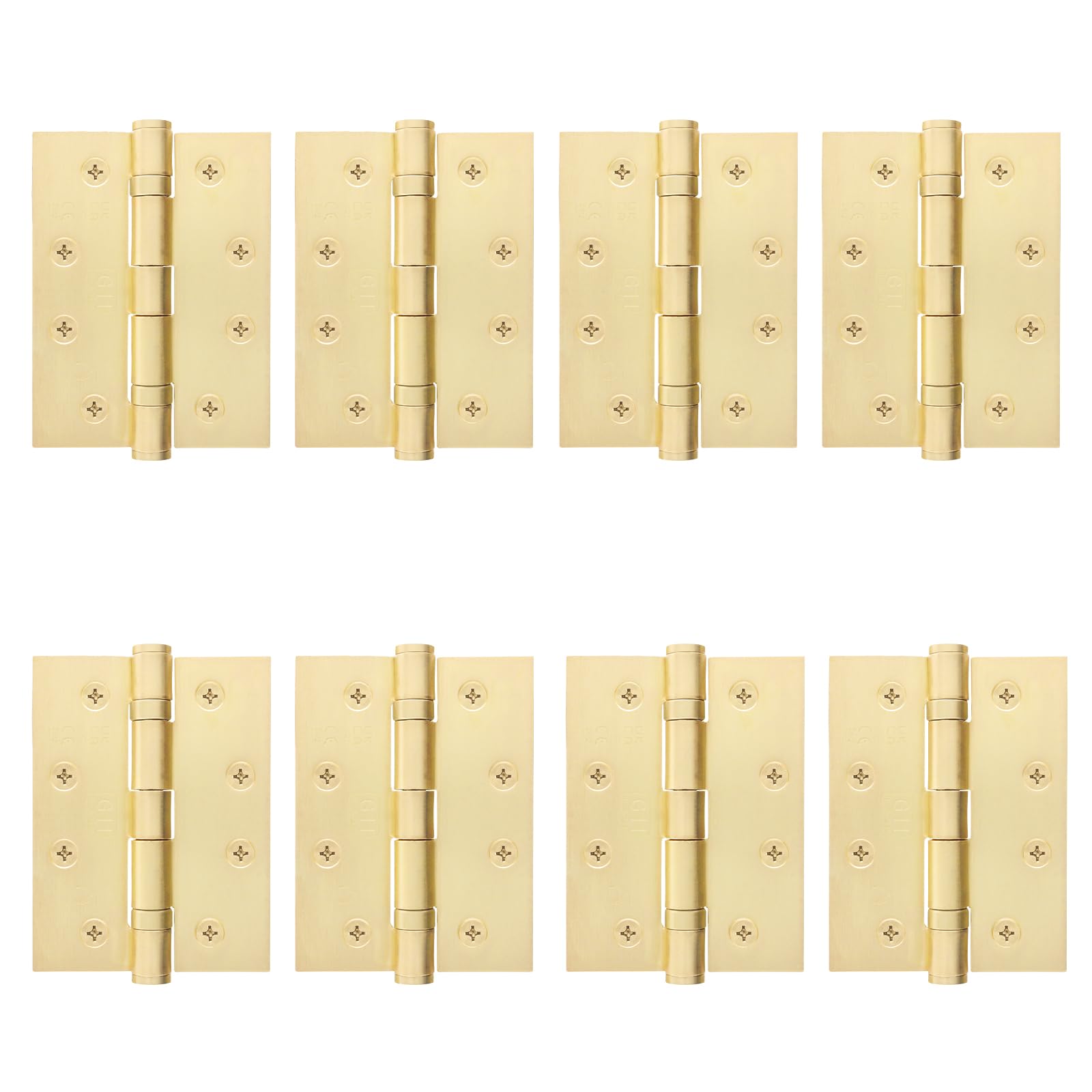 EAI Brass Door Hinges | 4 Inch / 102mm Satin Brass Internal Fire Door Hinges | 4 Pairs