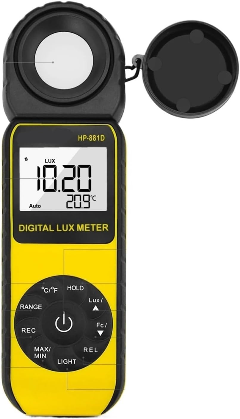 Light Meter, HP-881D Light Meter 400,000 LUX Digital Luxmeter Luminance Lux Fc Test Max Min Handheld Type Illuminometers Photometer,Light Meter Photography