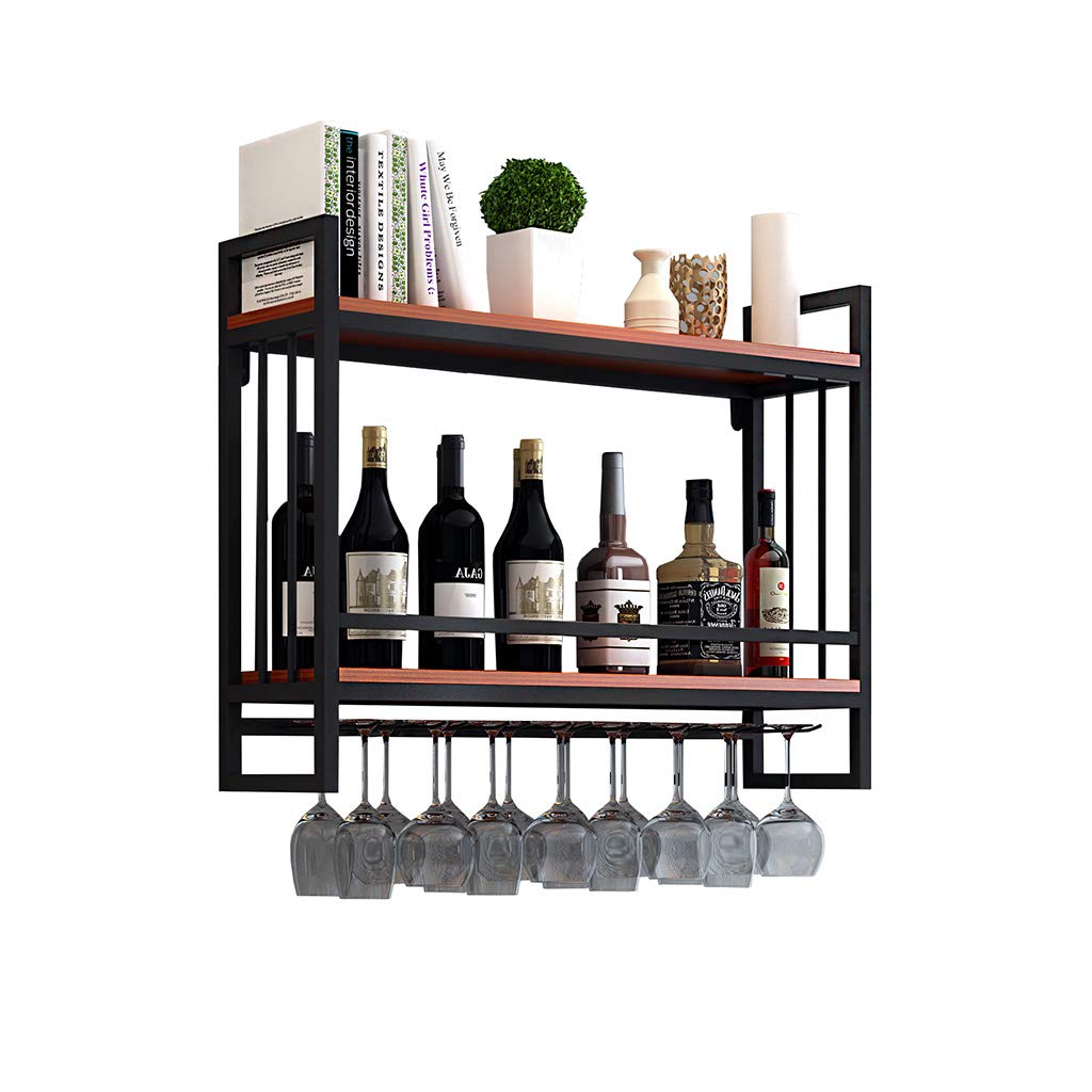 Wine Rack Wall Mounted with Glass Holder/Wine Holder Wall Mount Decor Rustic/Wine Shelf Wall Mounted Hanging Wood+Iron/Wine Glass Shelf Rack Holder/Wine Bottle Shelf Insert for Party