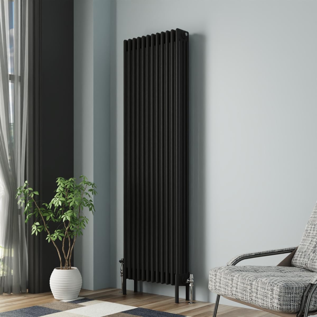 Nrg Black Cast Iron Radiator Four Column 1800X560mm