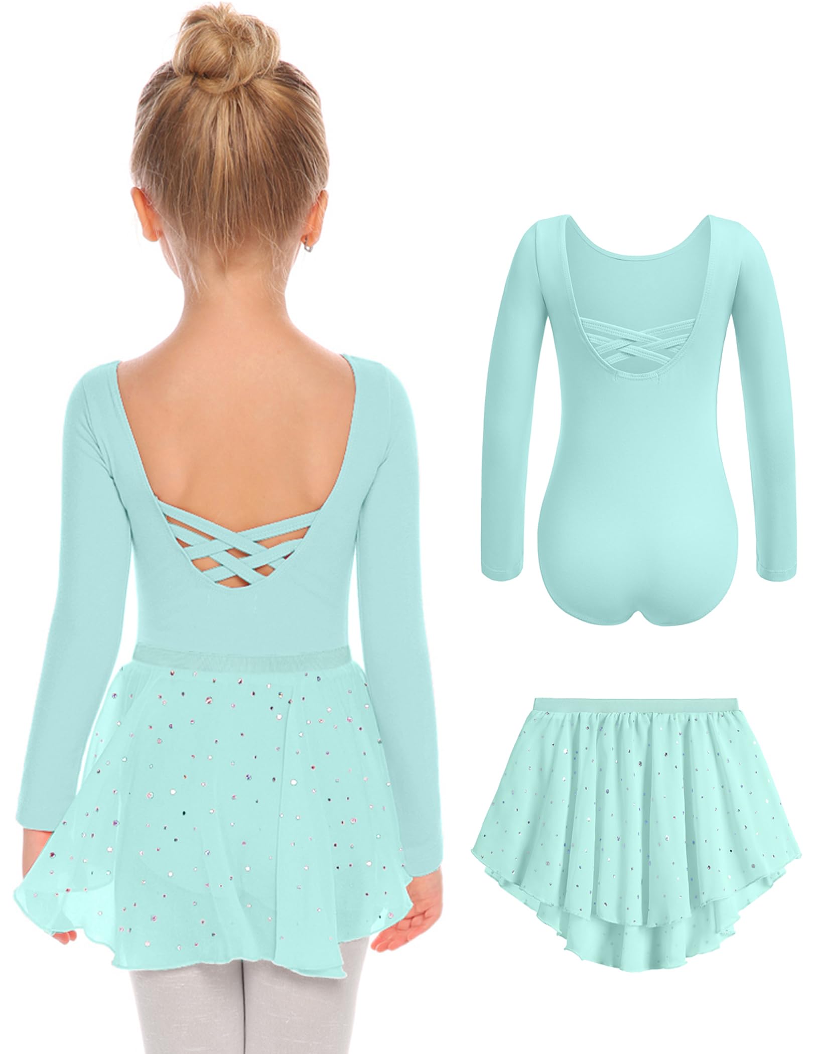 Zaclotre Girls Ballet Leotards Toddler Dance Dress Outfit with Skirt Combo