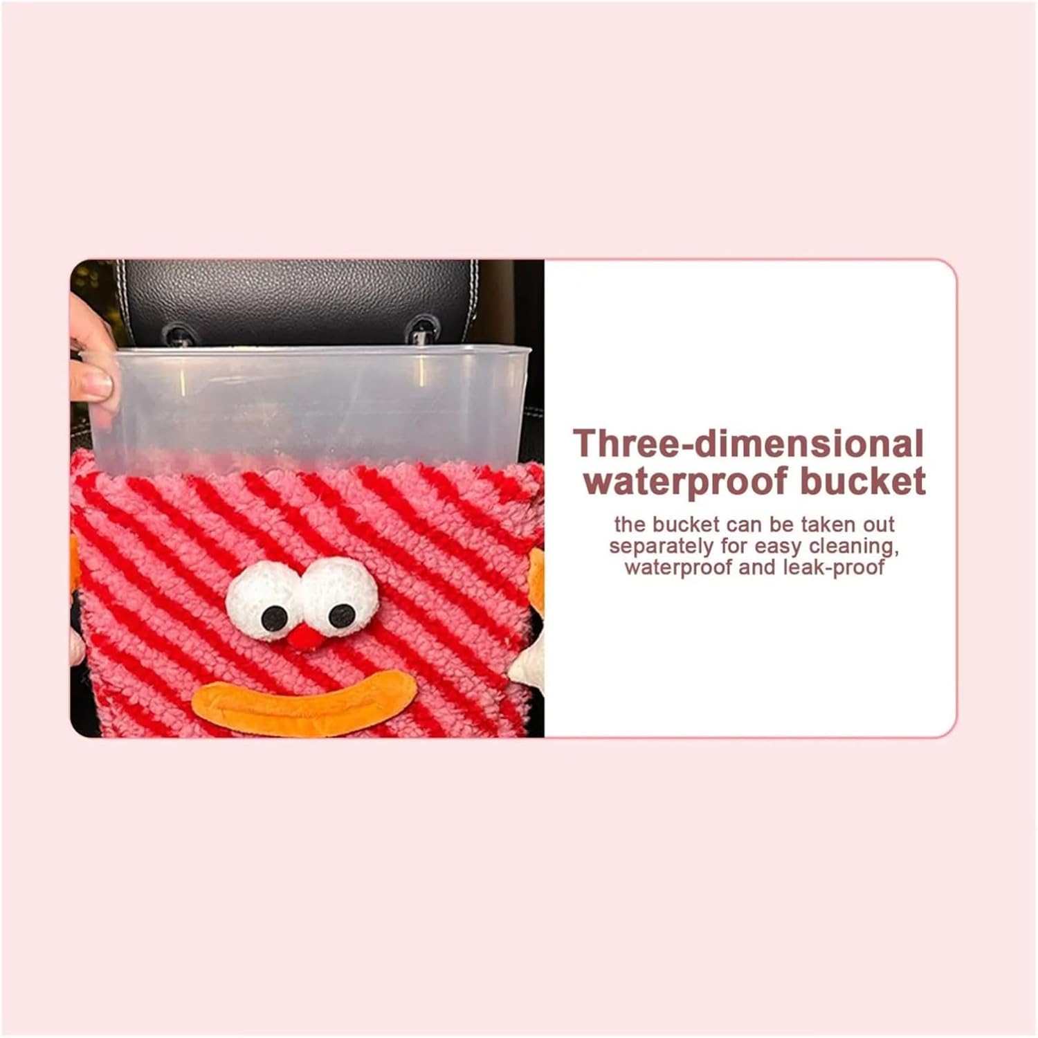 Trash Can Compatible For Car Cute Multipurpose Trash Bin Compatible For Car Car Organizers And Storage Garbage Container Car Interior Accessories(Pink)