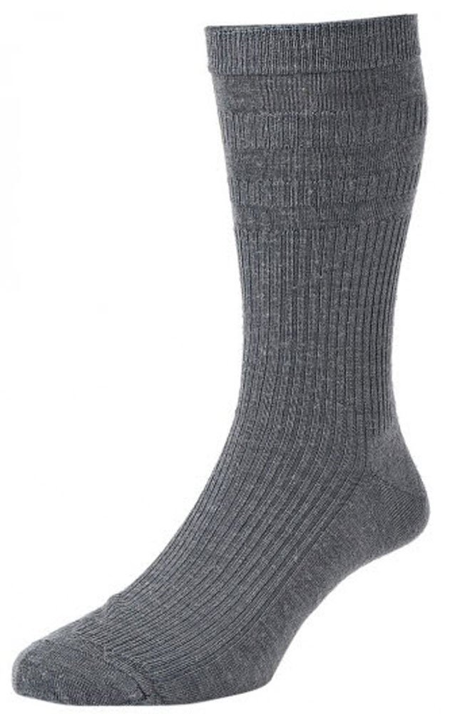 HJ90 Hall MENS SOFTOP No Elastic Wool Rich Socks 6-11 3pk Mid Grey