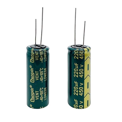 2pcs 450V 220uF Aluminum Electrolytic Capacitors, 18x45mm