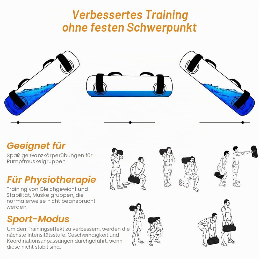 flintronic Aqua Bag, Adjustable Water Bag, Training Power Bag mit Wassergewicht, Bulgarian Bag Multistation Set Krafttraining für Weightlifting, Heimtraining,Tragbares Fitnessgerät