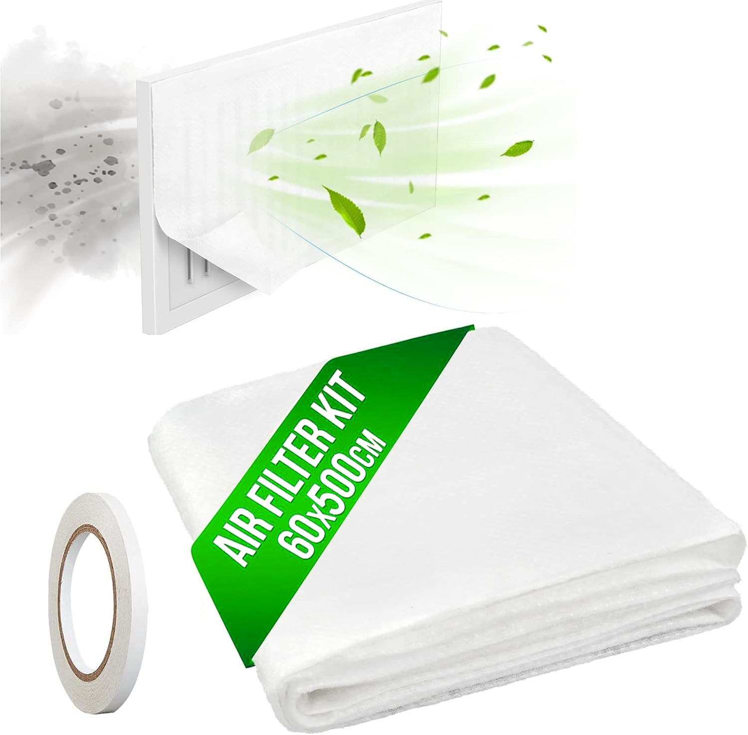 Moonmen AC Air Filter, Air Vent Filters Sheet 60X500CM with Adhesive Tape for Anti Allergy Anti Dust Airflow for Split AC & Central Air Condtioner. Vent Air Filter for Clean Air replacement