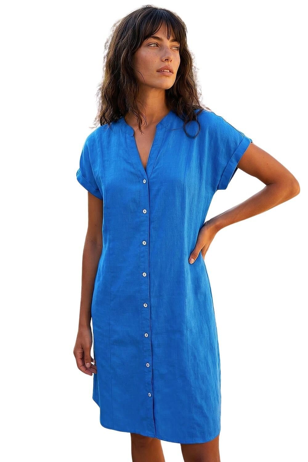 Roman - Women's Dress - Linen - Royal - Size 20
