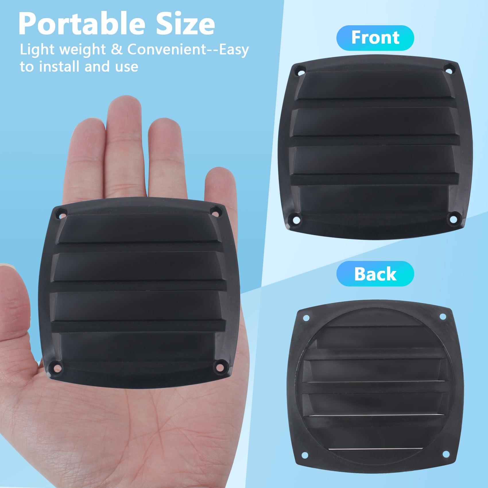 BALAVA Marine Boat Vent 3 Inch,Louvered Flush Plastic Thru