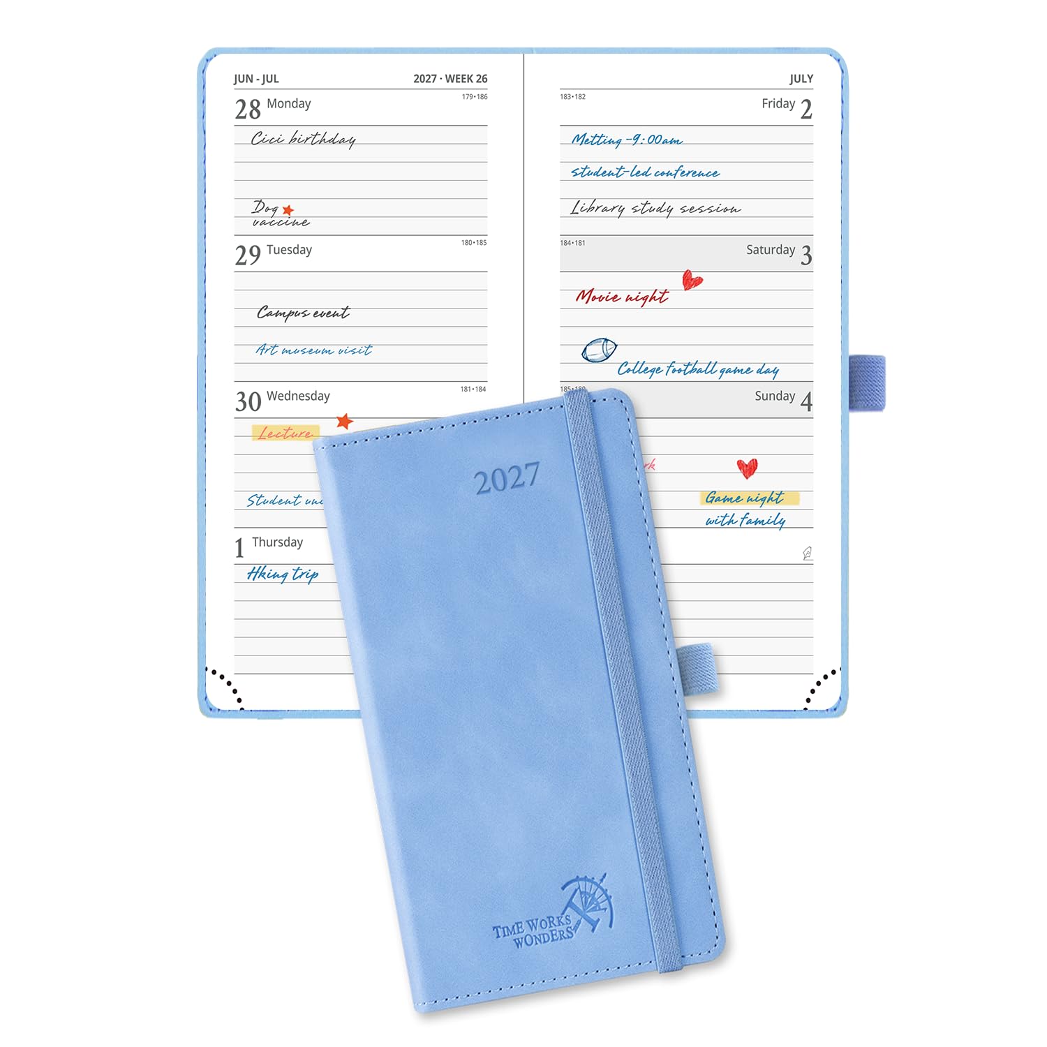 POPRUN 2027 Pocket Diary Small Diary 2027 Hardback Planner Week To View โ image 1